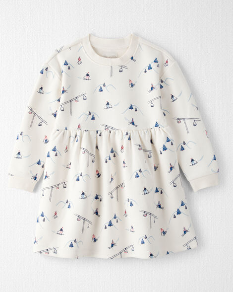 Toddler Girl French Terry Dress Made with Organic Cotton in Snowy Slopes Print
