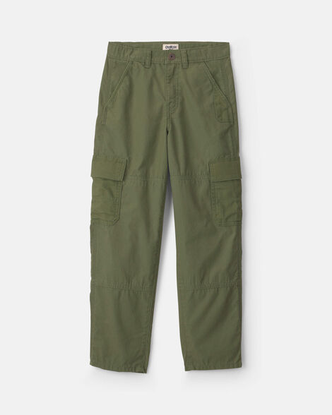 Boys Baggy Cargo Pants - Olive Green