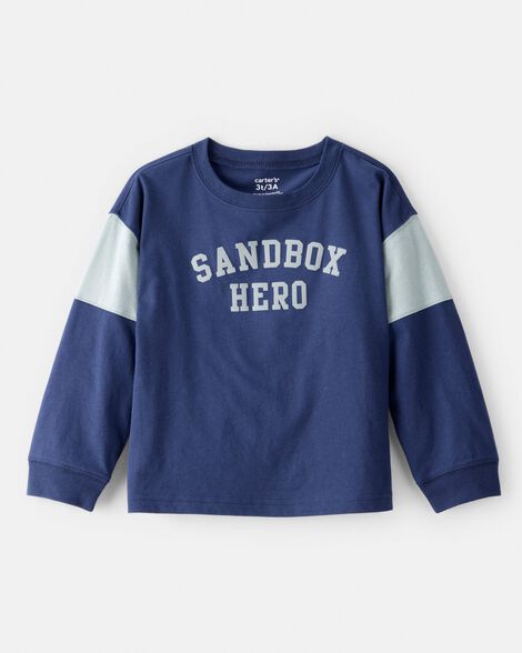toddler boy monster truck long-sleeve graphic tee - navy