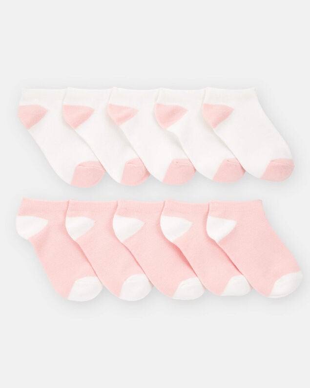 Product image 1 of Girls 10-Pack No Show Socks - Pink/White