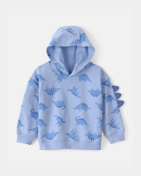 toddler boy dinosaur french terry hoodie - blue