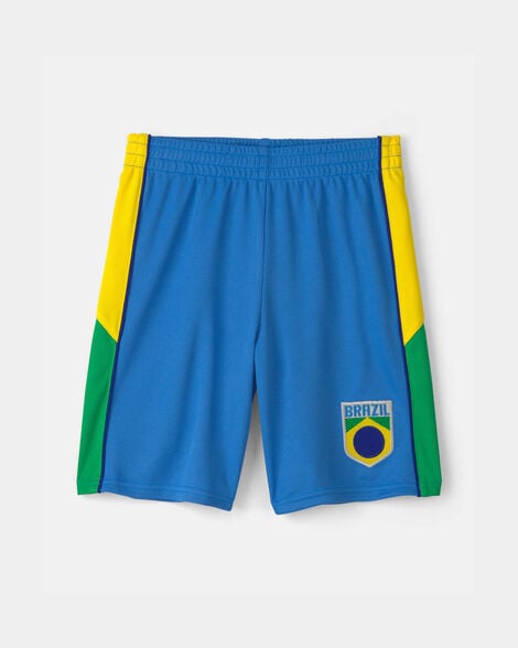 kids umbro brazil mesh soccer shorts - blue/yellow/green