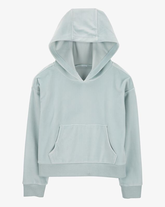 Product image 1 of Kid Cropped Velour Hoodie - Blue