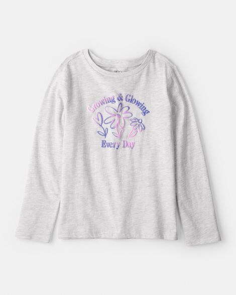 girls growing & glowing long-sleeve graphic tee - grey