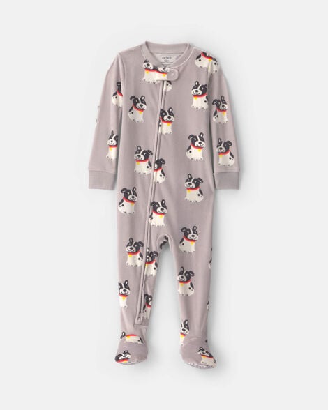 toddler boy 1-piece dog dreamplush snug fit footed pajama - grey