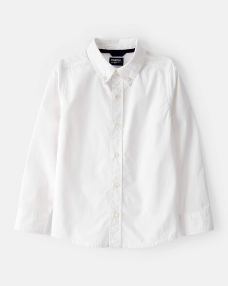 Boys Long Sleeve Button-Front Uniform Shirt - White