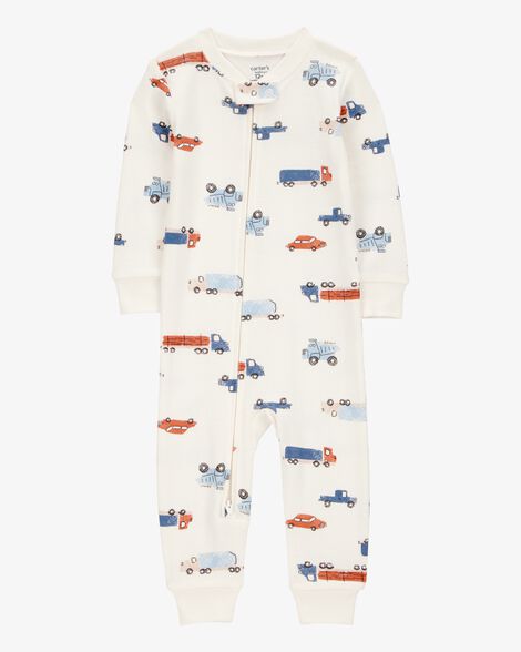 Product image 1 of Toddler Boy 1-Piece Cars 100% Snug Fit Cotton Footless Pajamas - Ivory