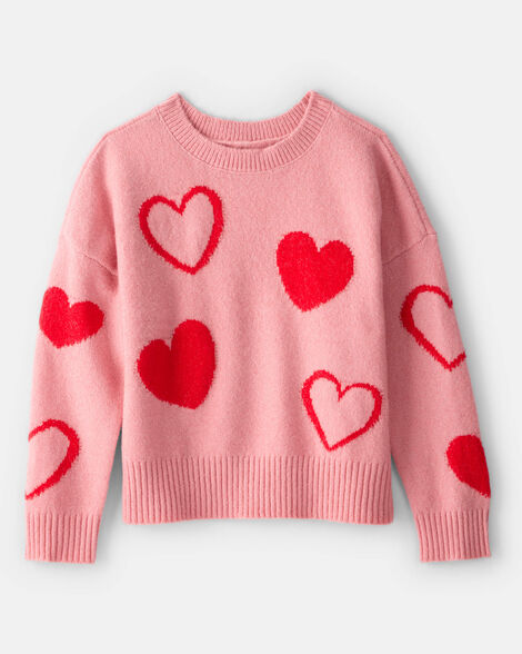 girls heart long-sleeve sweater - pink