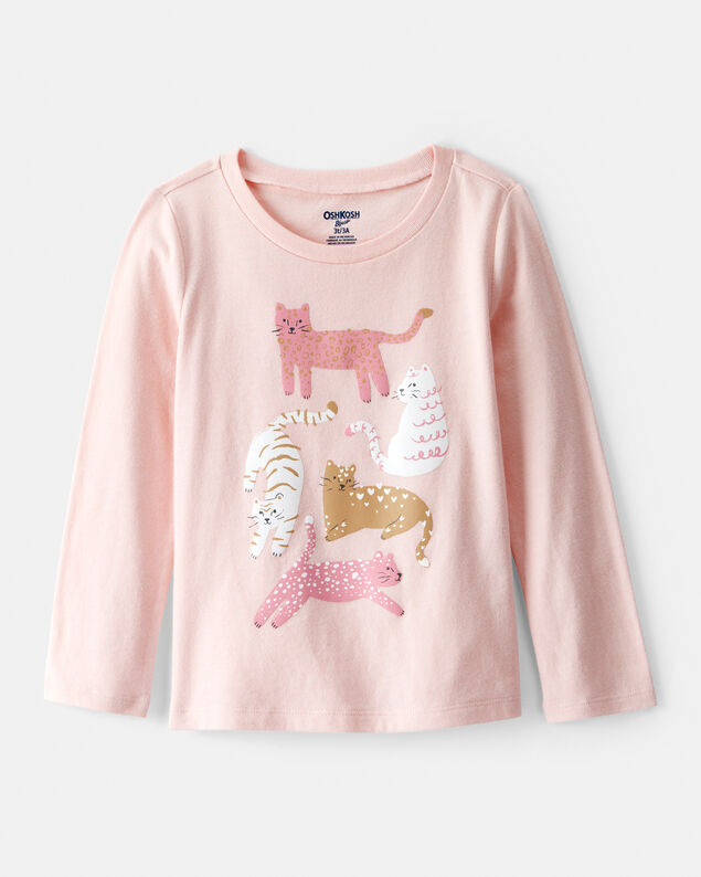Product image 1 of Toddler Girl Cat Long-Sleeve Graphic Tee - Pink