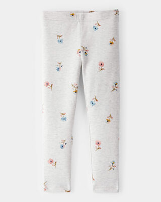 Product image 1 of Toddler Cotton Floral Stretch Leggings - Grey
