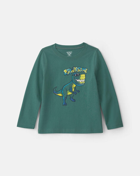 toddler boy 'rawrsome' dinosaur long-sleeve graphic tee - green