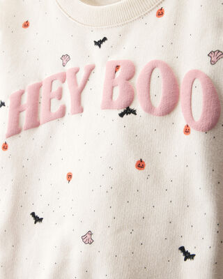 Product image 2 of Toddler 2-Piece Hey Boo Halloween Outfit Set - Cream