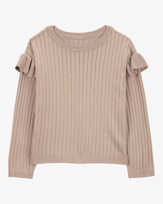 Product image 1 of Kid Ribbed Long-Sleeve Sweater - Brown