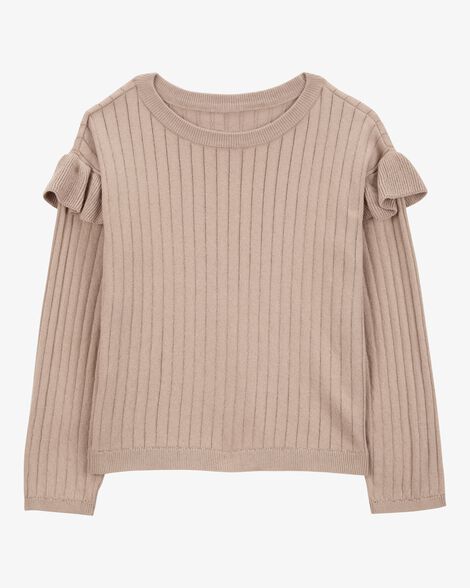  Product image 1 of Kid Ribbed Long-Sleeve Sweater - Brown