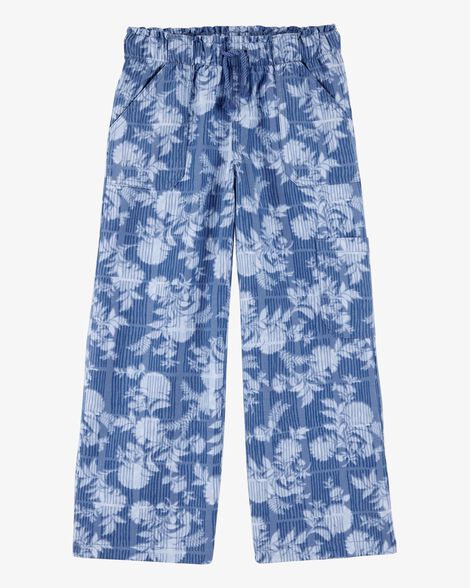 Product image 1 of Kid Floral Print Drawstring Pants - Blue