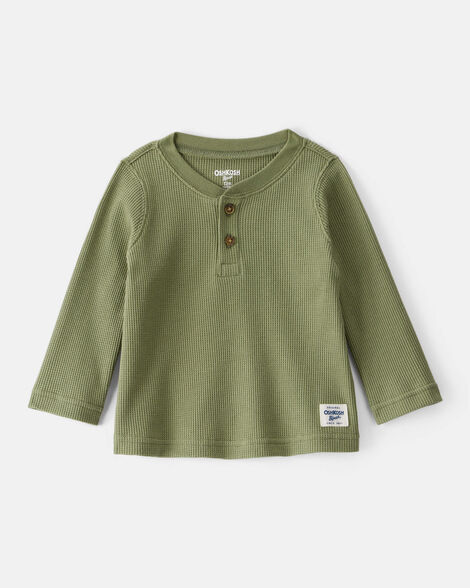Product image 1 of Baby Boy Long-Sleeve Henley T-Shirt - Green
