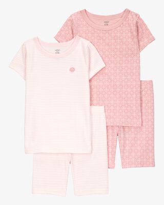 Product image 1 of Kid Shell Print Snug Fit Cotton 4-Piece Pajamas