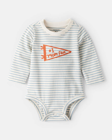 baby boy mom fan long-sleeve graphic bodysuit