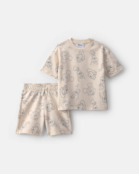 toddler boy 2-piece disney© mickey mouse short-sleeve top & short set - cream