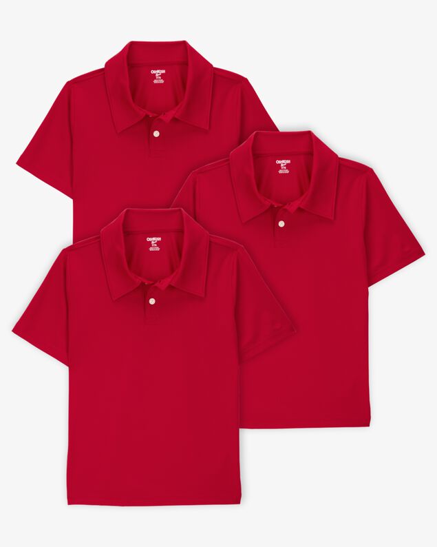 Product image 1 of Kid 3-Pack Active Uniform Polo Shirts in Moisture Wicking BeCool™ Fabric - Red
