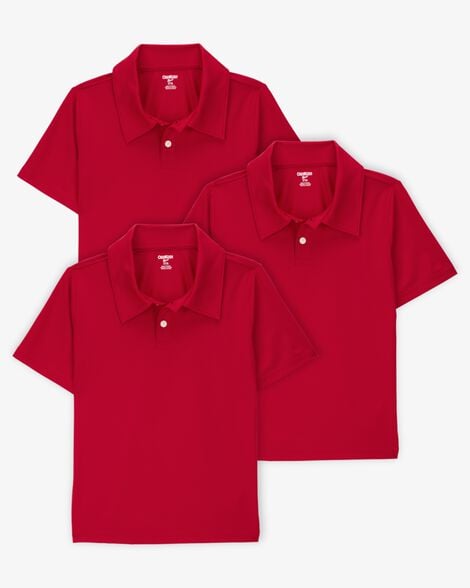 Product image 1 of Kid 3-Pack Active Uniform Polo Shirts in Moisture Wicking BeCool™ Fabric - Red