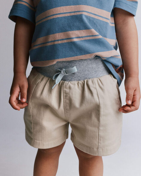 Toddler Boy Long-Line Shorts - Tan