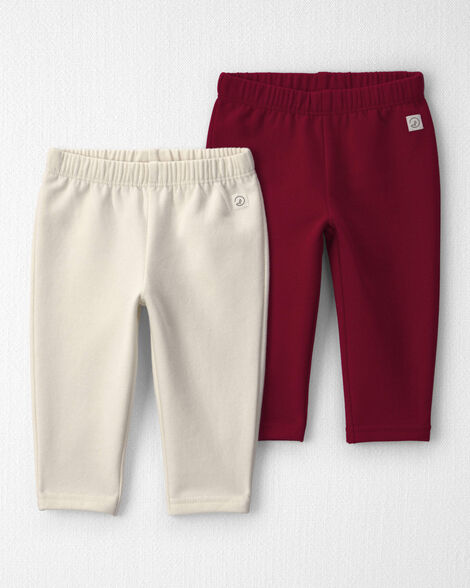 Baby Girl 2-Pack Fleece Leggings Made with Organic Cotton