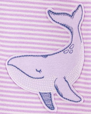 Product image 2 of Baby Whale Striped Snug Fit Cotton Footless 1-Piece Pajamas - Purple