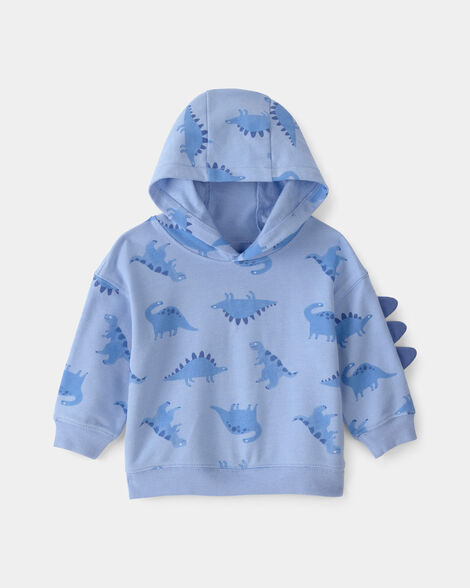 baby boy dinosaur french terry hoodie - blue