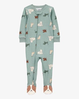 Product image 1 of Toddler 1-Piece Dog Print 100% Snug Fit Cotton Footie Pajamas - Blue