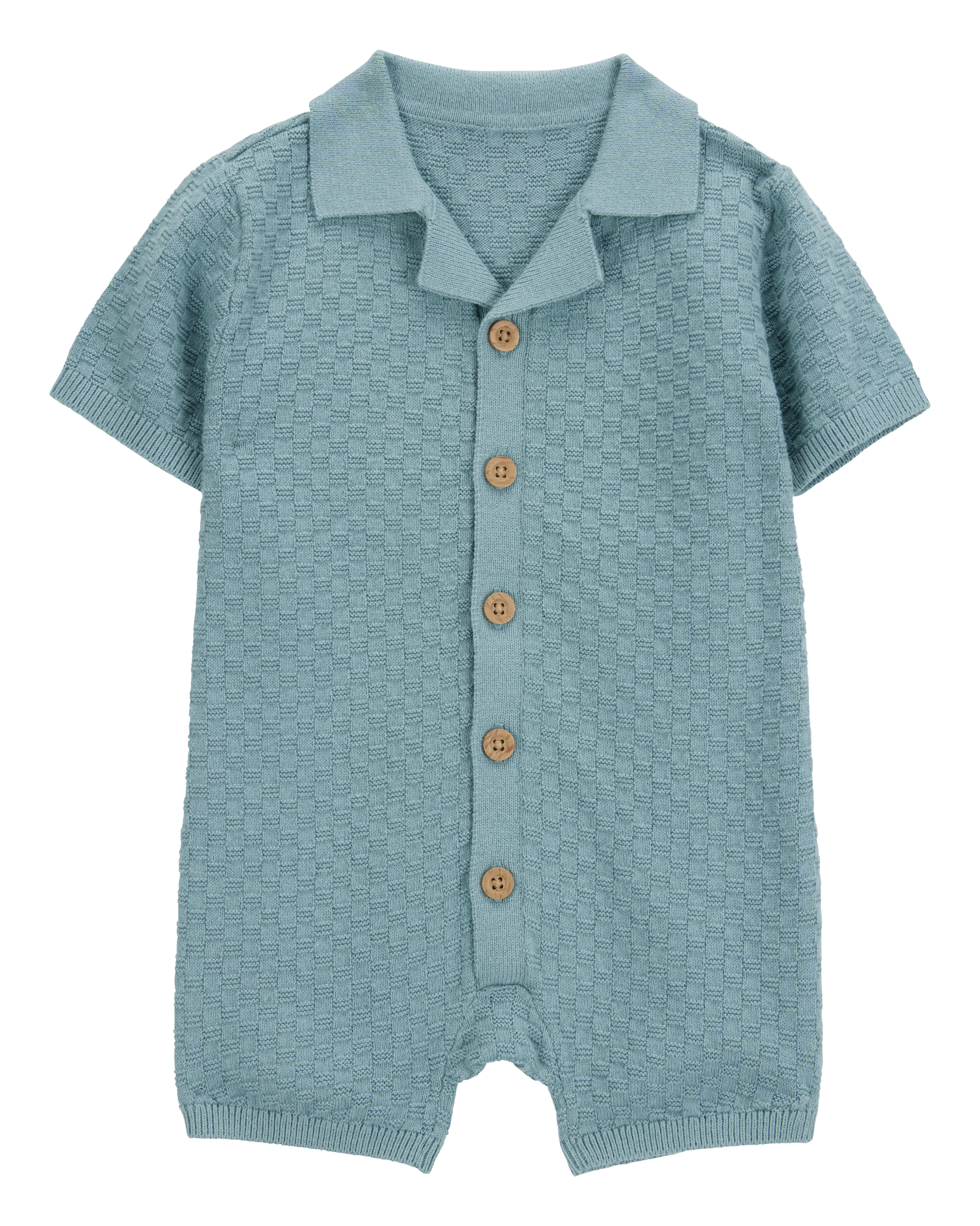 Baby Button-Front Sweater Romper - Blue
