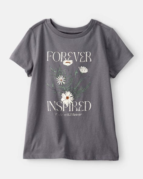 Girls Wildflower Short-Sleeve Graphic Tee - Grey