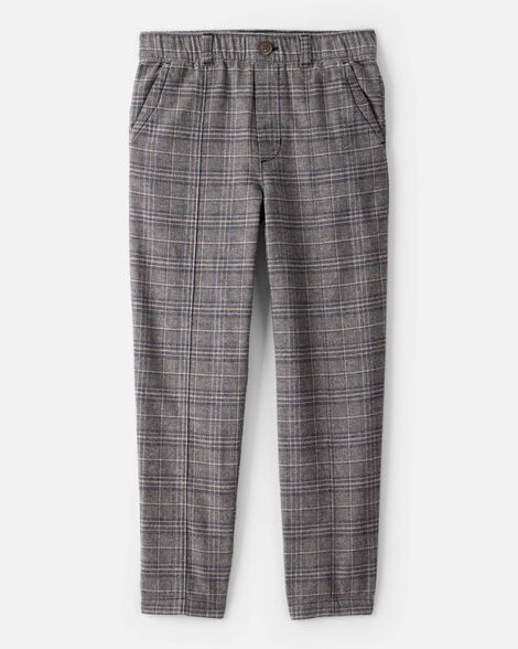 Boys Plaid Pants - Grey