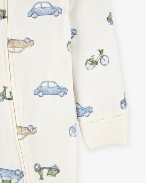 Product image 2 of Baby Car Print 2-Way Zip PurelySoft Sleep & Play Pajamas - Ivory