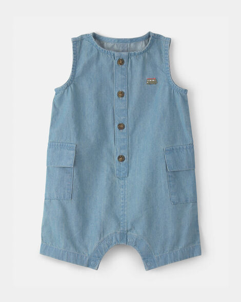 baby beach cruiser chambray sleeveless romper