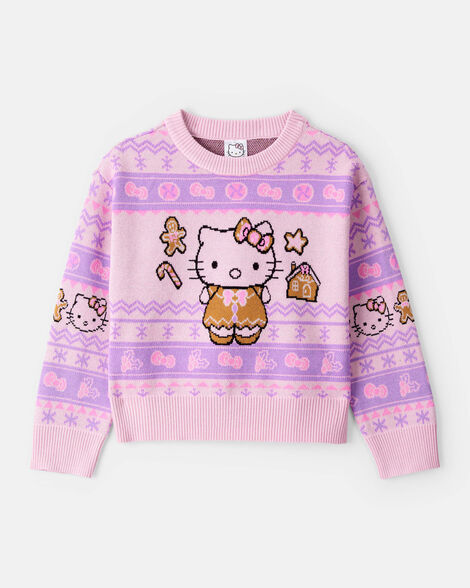 girls hello kitty® christmas sweater - pink