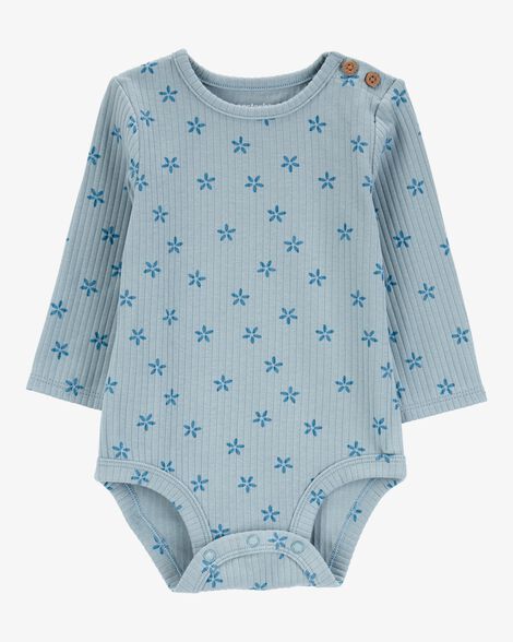 Product image 1 of Baby Floral Ribbed Long-Sleeve Bodysuit