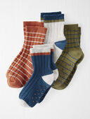 Blue, Orange, White, Green - Toddler 4-Pack Slip Resistant Socks in Stripes, Selected