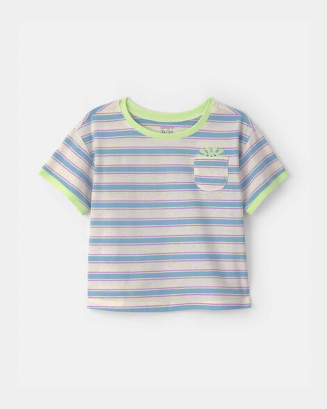toddler girl striped short-sleeve top - blue/ivory