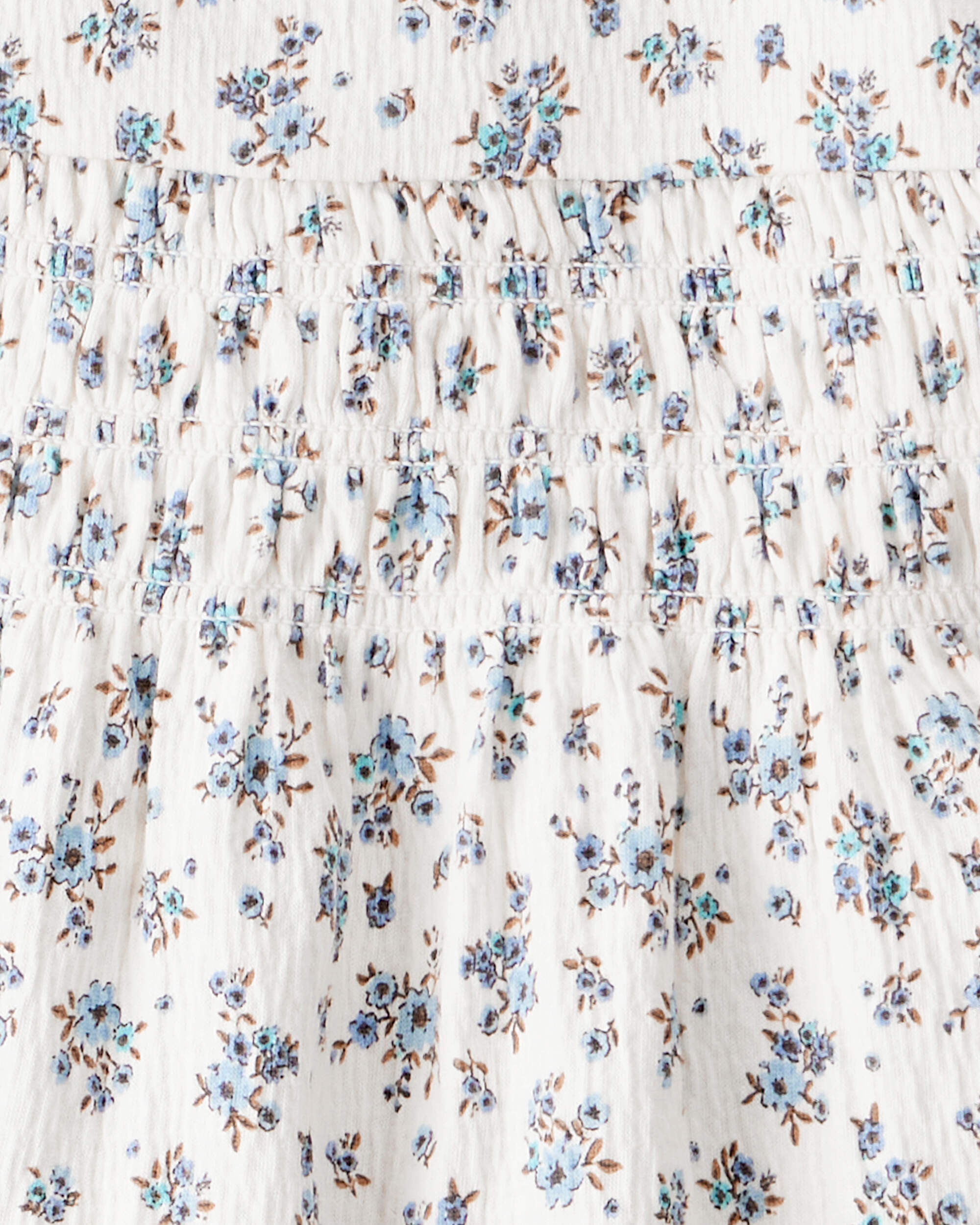 Toddler Girl 2-Piece Organic Cotton Crinkled Knit Set BlueMist Bloom Print