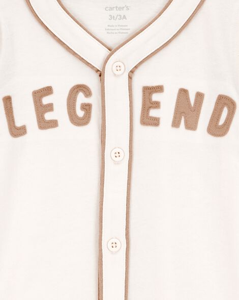 Product image 2 of Baby Legend Baseball Vintage Button-Down Tee - Ivory/Green