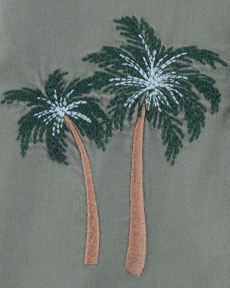  Product image 3 of Baby  Palm Tree Print Button-Front Romper-Green