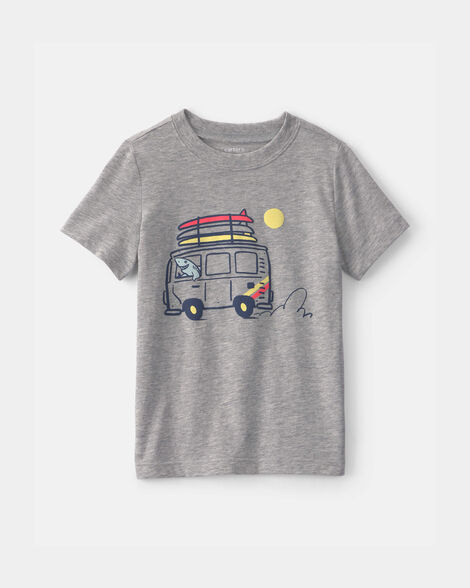 toddler boy cruising shark graphic tee - grey