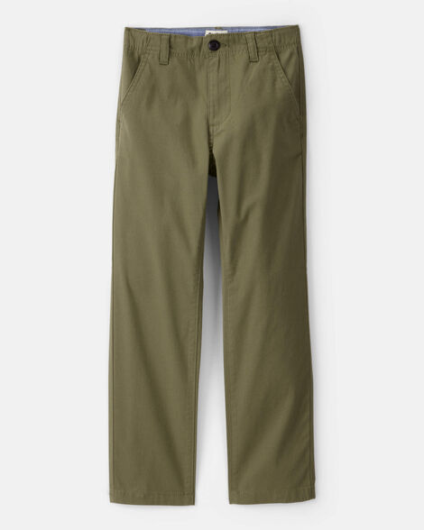 Boys Flat Front Fashion Pants - Green