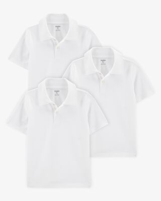 Product image 1 of Kid 3-Pack Pique Uniform Polo Shirts - White