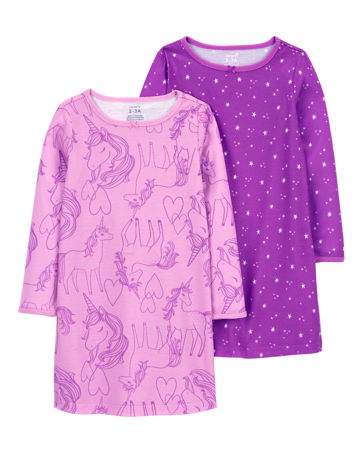 Kid 2-Pack Long-Sleeve Nightgowns - Carter's | Carter's