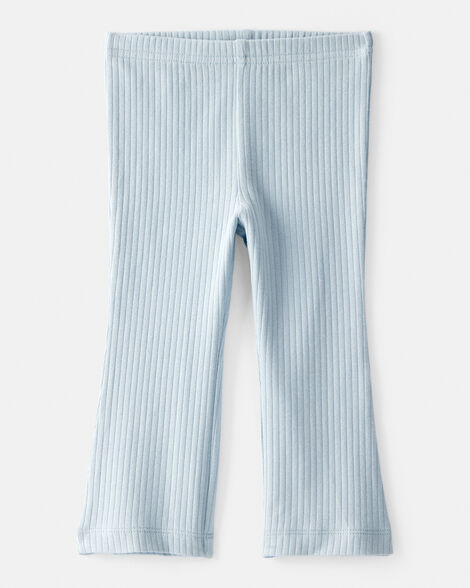 baby girl flare pull-on stretch rib leggings - blue
