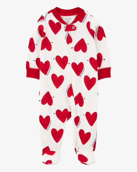  Product image 1 of Baby Valentine's Day Heart 2-Way Zip Cotton Sleep & Play Pajamas