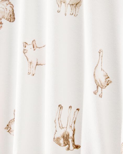  Product image 3 of Baby Farm Animals Print 2-Way Zip PurelySoft Sleep & Play Pajamas - Ivory