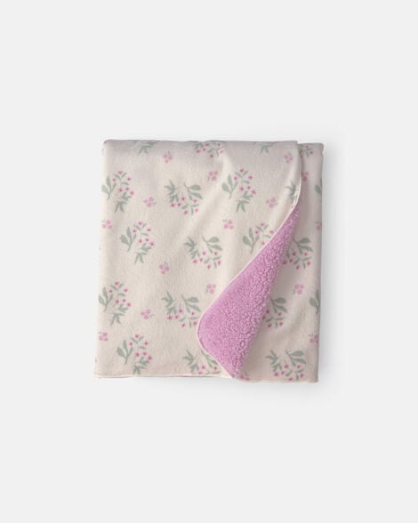 baby floral plush blanket - purple/cream